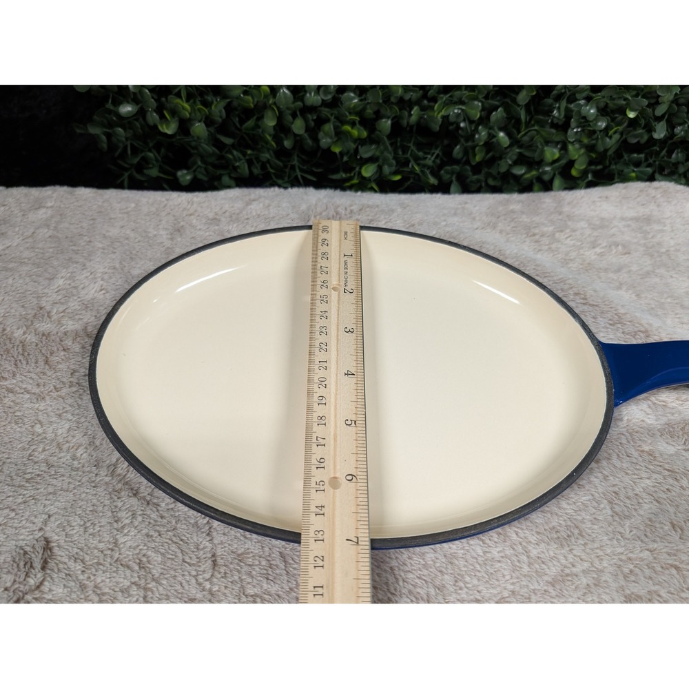 Rachael Ray Blue Enameled Cast Iron Oval Griddle Pan Skillet Helper Handle - Picture 6 of 8